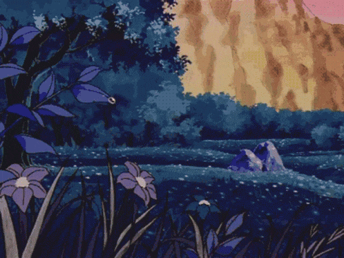 a painting of a forest with a lot of stars