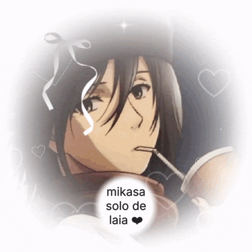 a picture of a girl with the words mikasa solo de laia
