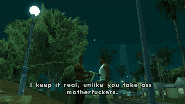 a screenshot of a video game that says " i keep it real "