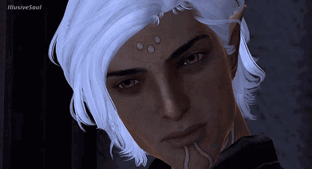 a close up of a person 's face with illusive soul written above it