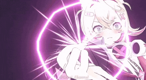 a cartoon girl with a bandage on her head is holding a pair of scissors in her hand .