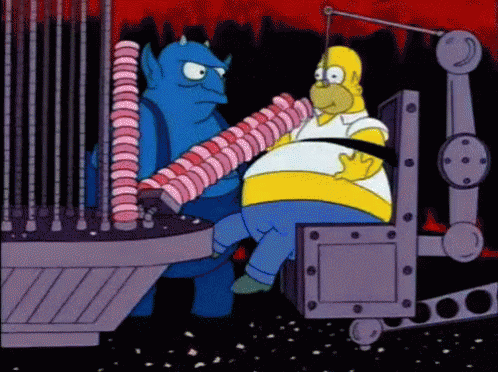 Homer Eating Donuts In Hell - The Simpsons GIF - Eating GIFs