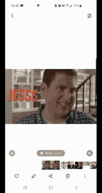 a video of a man with the name jess written on it