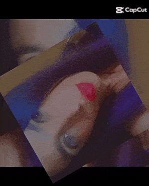 a collage of a woman 's face with a capcut watermark