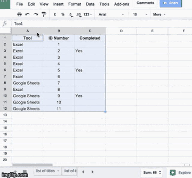 a screen shot of a google spreadsheet with the caption " forever a slut for a spreadsheet "