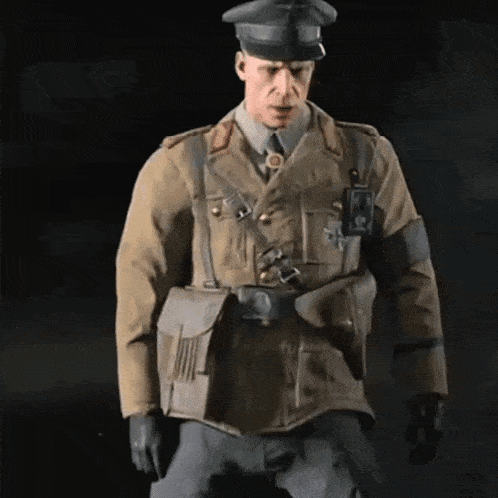a man in a military uniform has a badge on his chest that says ' a ' on it
