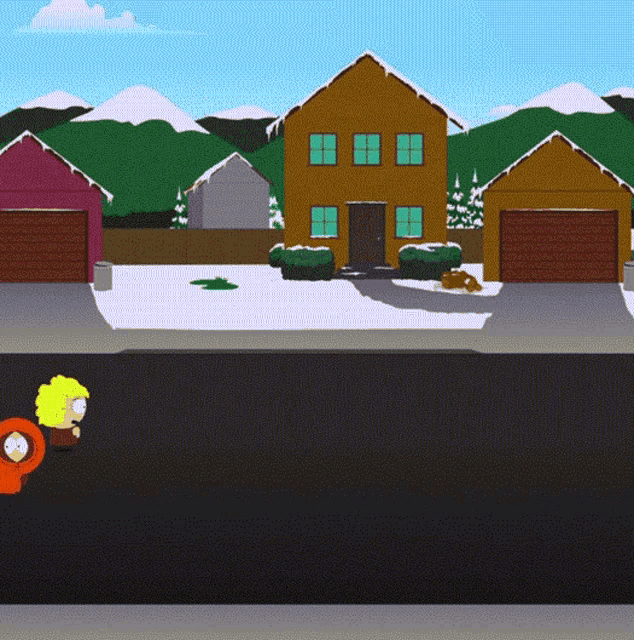 a cartoon drawing of a house with snow on the roof