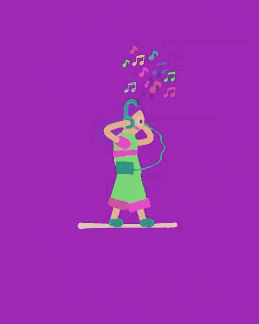 an illustration of a girl listening to music on headphones