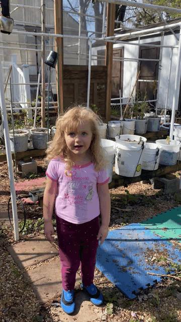 a little girl wearing a pink shirt that says " princess "