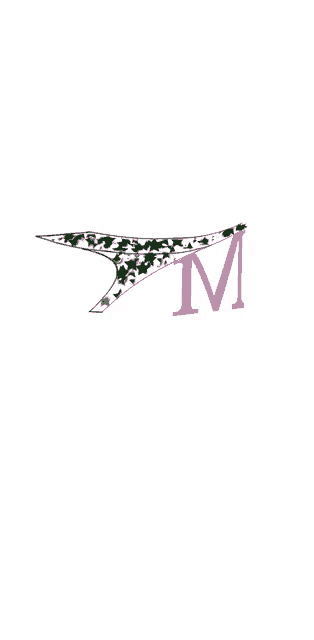the letter m is surrounded by ivy leaves