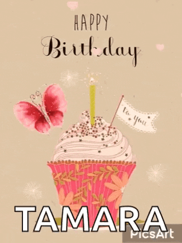 a birthday card for tamara with a cupcake