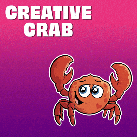 an illustration of a crab with the words creative crab underneath it