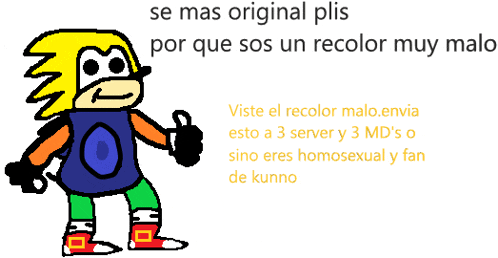 a cartoon character giving a thumbs up with the words se mas original plis por que sos un recolor muy malo