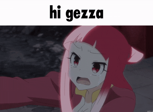 a picture of a girl with the words hi gezza on it