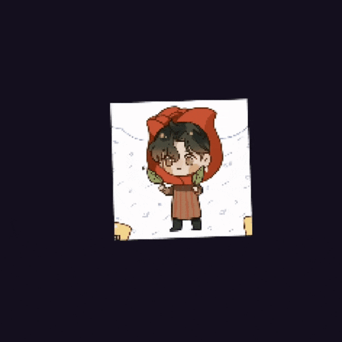 a pixel art of a person wearing a red hat