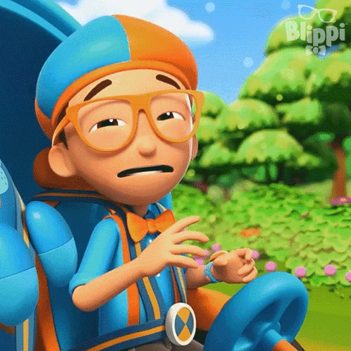 a close up of a cartoon character from blippi