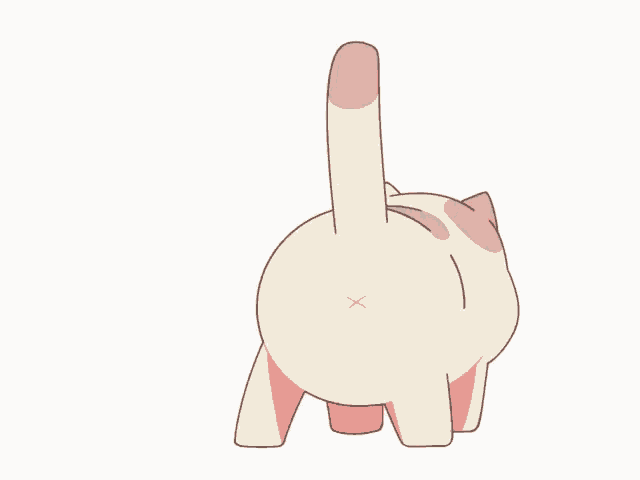 a cartoon drawing of a cat 's butt with a x on the back