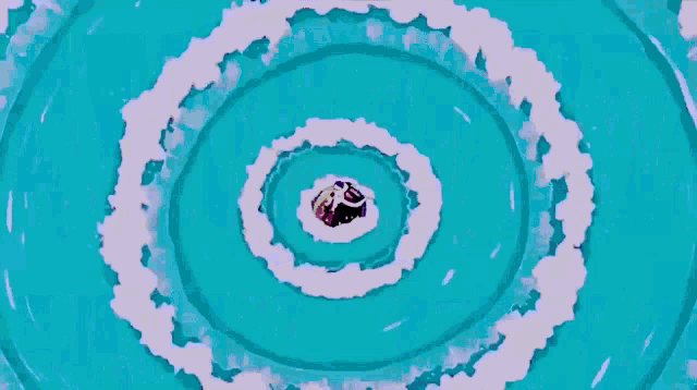 a cartoon character is standing on top of a large rock