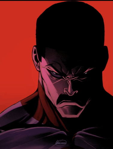 a drawing of a man with a mustache and a red background says zero xdho on the bottom