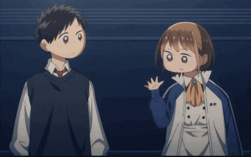 a boy and a girl are standing next to each other with one wearing a jacket that says ap
