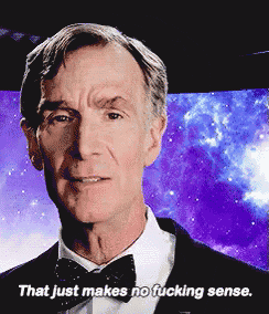 a man in a suit and bow tie is saying that just makes no fucking sense