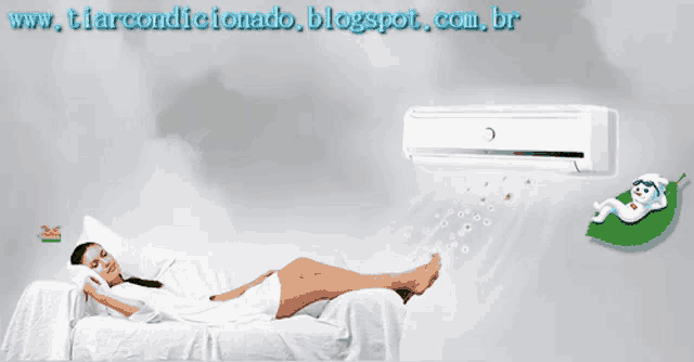 a picture of a woman laying on a couch with the website www.tiarcondicionado.blogspot.com.br at the top