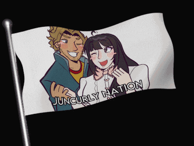 a flag with a picture of a man and a woman and the words juncurly nation