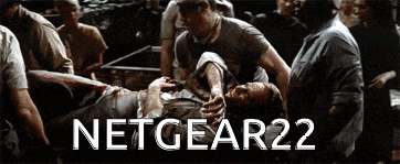 a man is being carried on a stretcher with the words netgear22 below him
