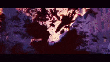 a bunch of people are flying through the air in a dark room