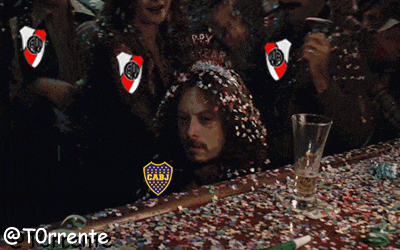 a man with a cabj logo on his head is surrounded by confetti at a new year 's eve party