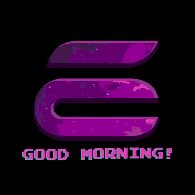 a purple logo with the words good morning written below it