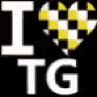 a black and white checkered heart with the words `` i love tg '' .