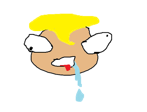 a drawing of a person 's face with a drop of water coming out of their nose