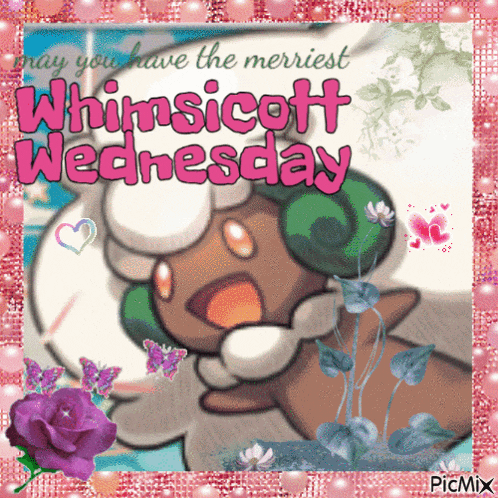 a picture of a cartoon character with the words may you have the merriest whimsicott wednesday