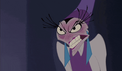 a cartoon character with a purple and white outfit
