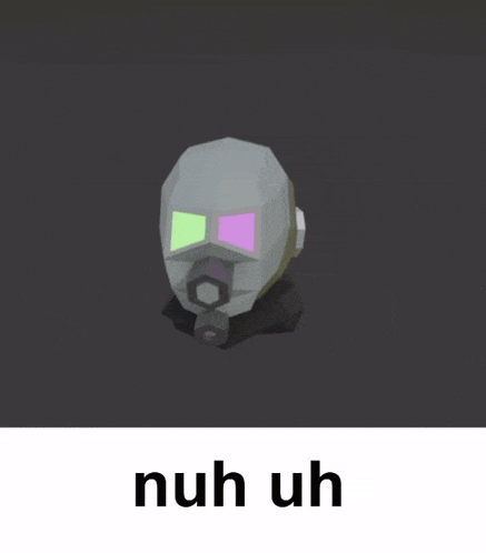 a drawing of a gas mask and the words nuh uh