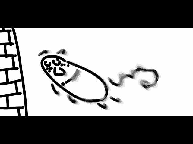 a black and white drawing of a bug with the number 35 on its face