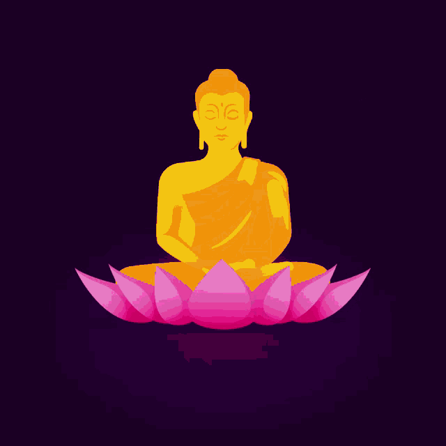 a poster that says happy mahavir jayanti with a statue of buddha on a lotus flower