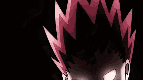 a close up of a person 's face with glowing eyes and a pink background .