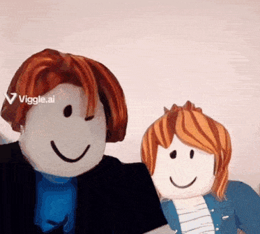 a couple of roblox characters standing next to each other with a viggle.ai watermark