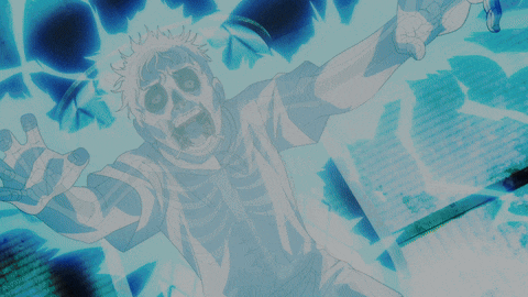 a man is sitting in a chair with a lightning bolt coming out of his eyes