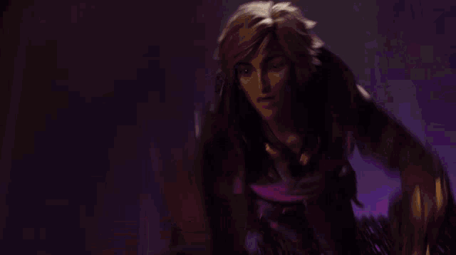 a cartoon character is surrounded by purple light