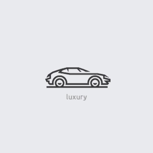 a line drawing of a sports car with the word luxury below it .