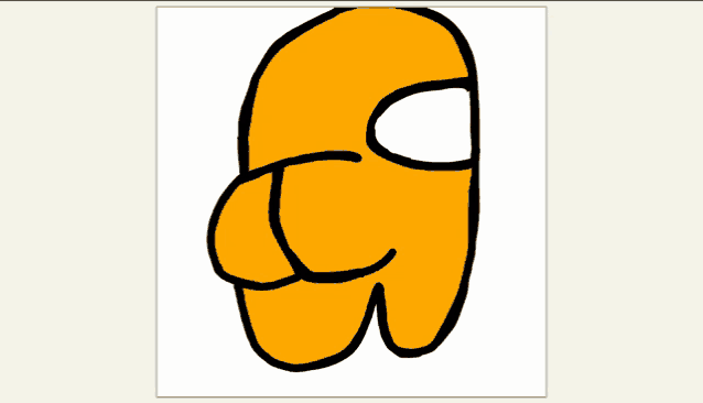 a drawing of an orange among us character 's butt