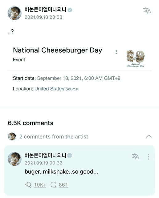 a twitter post about national cheeseburger day