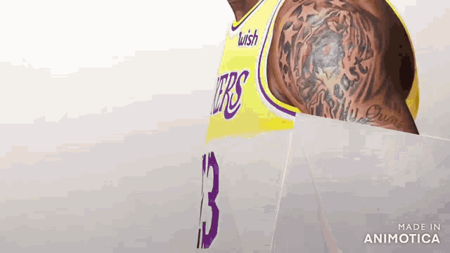a basketball player wearing a yellow jersey with the number 13