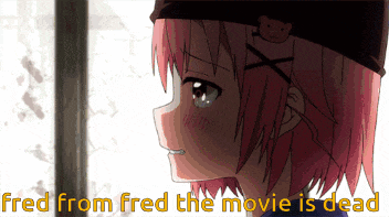 a cartoon of a girl with the words fred from fred the movie is dead