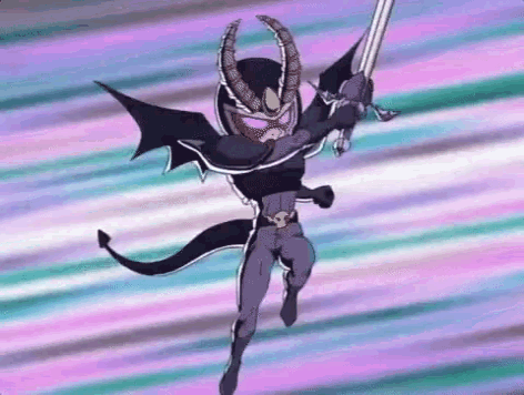 a cartoon character with horns and a sword