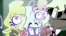 a group of cartoon characters are standing next to each other and making funny faces