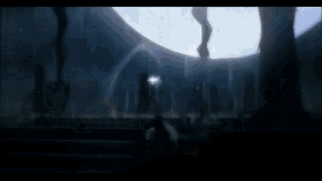 a white light is coming out of a dark background